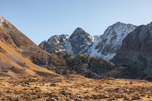 istock High mountains with tops covered in snow under the blue sky 1437197879