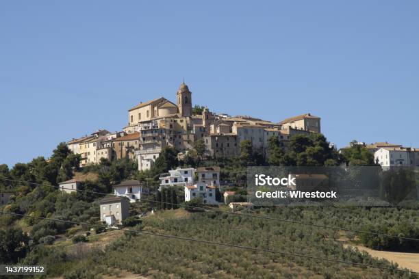 Aerial Shot Of Monteprandone Town In Italy Under Clear Sky Stock Photo - Download Image Now