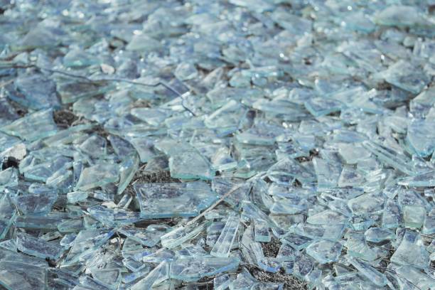 istock Closeup shot of broken glass pieces 1437201600