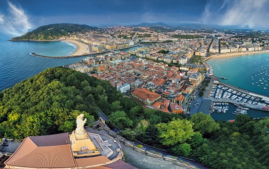 San Sebastian, city of Basque Country. Spain. Drone Photo.