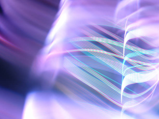 istock Closeup shot of colorful abstract line layers, virtual space background 1437203551