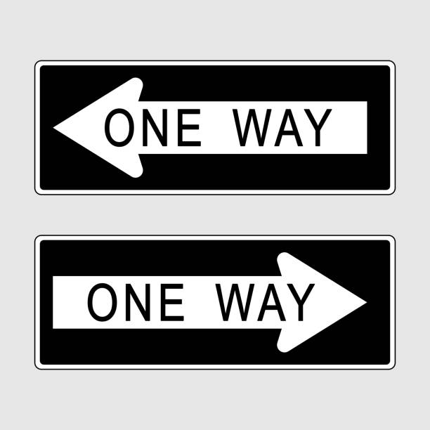 One way road united states road sign vector One way road united states style road sign set - Vector editable and scalable high quality ilustration one way stock illustrations