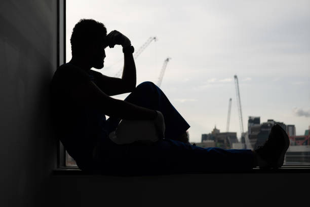 istock Engineer tired from work, Quality of life of construction workers, Workers surrender to construction work, Labor requires hard work to earn more money. worker, gesture, stress 1437204312