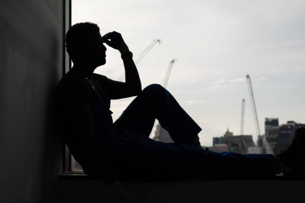 istock Engineer tired from work, Quality of life of construction workers, Workers surrender to construction work, Labor requires hard work to earn more money. worker, gesture, stress 1437204357