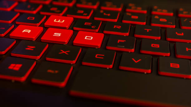 istock Closeup shot of a red computer keyboard with WASD highlighted 1437204609