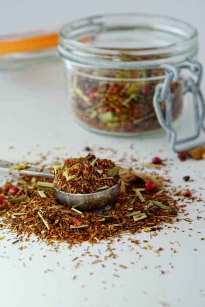 istock Shallow focus shot of Rooibos tea isolated on a white background 1437204829