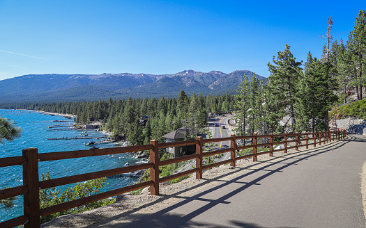 Incline Village, Nevada, United States – October 22, 2019: The East Shore Trail is a multi use path that traces Lake Tahoe's northeast bank.