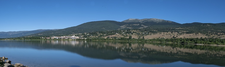 The La Pinilla water reservoir next to the town of Lozoya in Madrid
