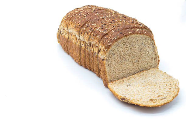 istock sliced ​​wholemeal bread, on white background. copy space concept 1437210116