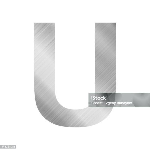 เนื้อโลหะสีเงินตัวอักษรภาษาอังกฤษ U บนพื้นหลังสีขาว เวกเตอร์ ภาพประกอบสต็อก  - ดาวน์โหลดรูปภาพตอนนี้ - Istock