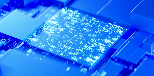 istock 3D rendering of cyberpunk AI. Circuit board. Technology background. Central Computer Processors CPU and GPU concept. Motherboard digital chip. Tech science background. 1437213487