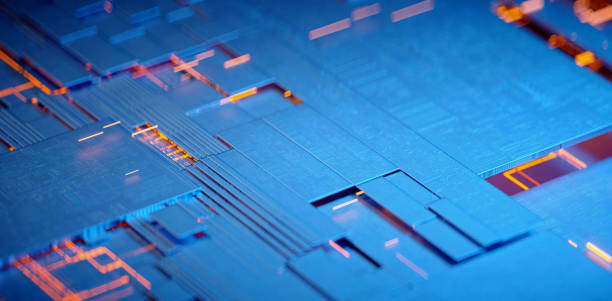 istock 3D rendering of cyberpunk AI. Circuit board. Technology background. Central Computer Processors CPU and GPU concept. Motherboard digital chip. Tech science background. 1437213492