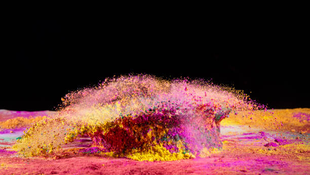 istock Colorful powder explosion on isolated black banner 1437217139