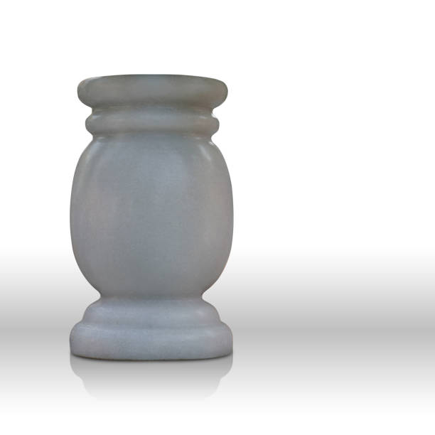istock old white marble vase on white background, object, vintage, decor, banner, template, copy space 1437219073