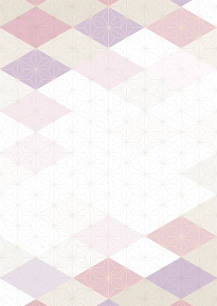 istock Japanese-style background illustration of Japanese pattern and diamond shape decorated with 1437221770