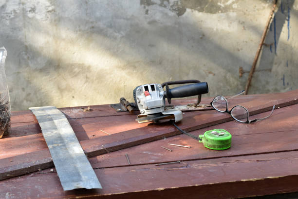 istock The forgotten tool lies on the workbench. 1437222524