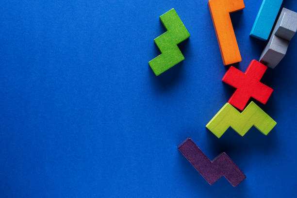 istock Geometric shapes on a blue background. 1437223718