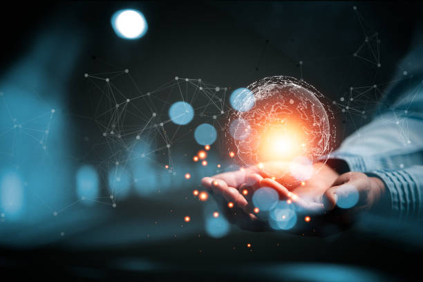 istock woman Hand holding Light bulb Global Internet connection. Business global internet connection application technology and digital marketing, Financial and banking, Digital link tech, big data. 1437224298