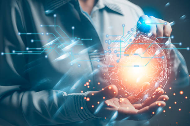 istock woman Hand holding Light bulb Global Internet connection. Business global internet connection application technology and digital marketing, Financial and banking, Digital link tech, big data. 1437224324