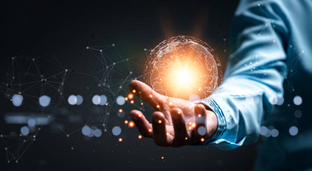istock woman Hand holding Light bulb Global Internet connection. Business global internet connection application technology and digital marketing, Financial and banking, Digital link tech, big data. 1437224347