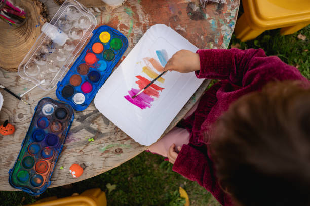 istock Children's creativity. child's hands drawing 1437224640