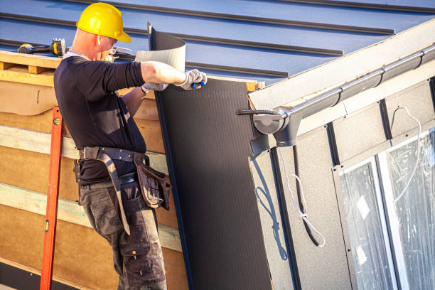istock Roofer installs the sheet on the facade 1437224801