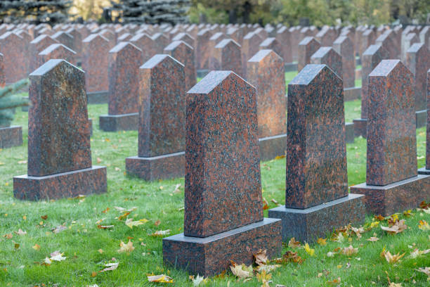 istock empty stone tombstone in a military cemetery. 1437224918