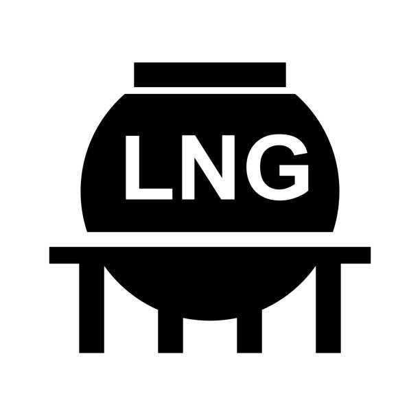 LNG gas tank silhouette icon. Gas holder. Vector. LNG gas tank silhouette icon. Gas holder. Editable vector. gas fired power station stock illustrations