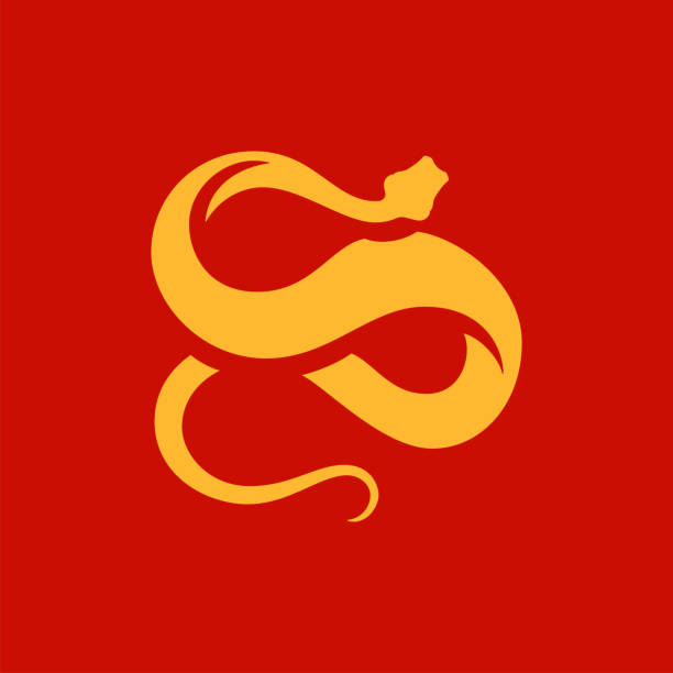 istock Snake Chinese New Year symbol golden art icon minimalist design vector flat illustration 1437225612