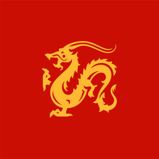 istock Dragon Chinese New Year mythology Asian traditional zodiac creature golden icon vector flat 1437225791