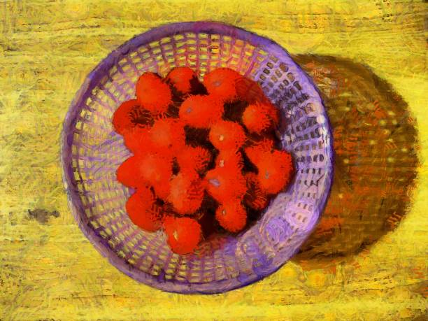 istock Small tomatoes in the basket Illustrations creates an impressionist style of painting. 1437226864