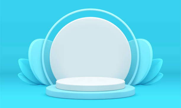 istock Easter 3d pedestal blue cylinder stage product performance holiday celebration realistic vector 1437227169