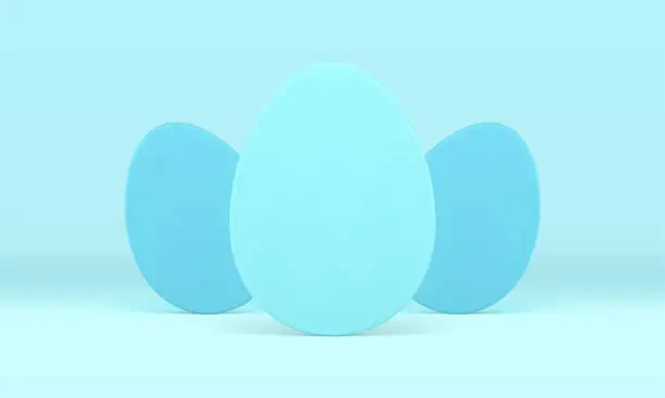 Vector illustration of Blue Easter egg 3d wall religious festive holiday decorative minimalist element realistic vector
