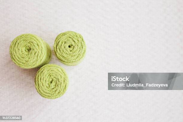 Macrame Thread Background Handmade Macrame Braiding And Cotton Threads On Textile White ...