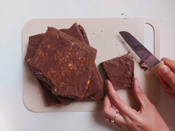 istock chunks of chocolate bar. 1437229127
