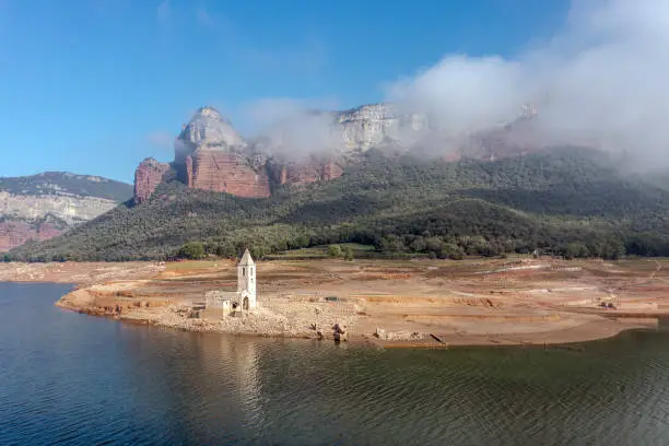 Photo of Aerial view of Sau Reservoir, in the Ter River, in the Province of Girona, Catalonia, Spain.