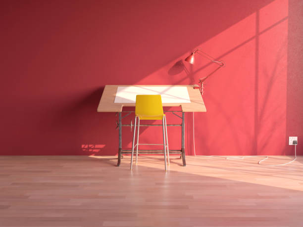 istock Drafting Desk Workstation In Pink Room 1437233752
