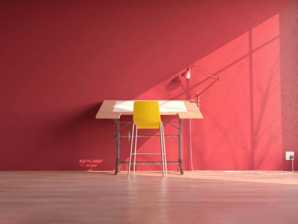 istock Drafting Desk Workstation In Pink Room 1437233753