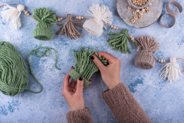 istock Hand made Christmas boho style garland 1437234206