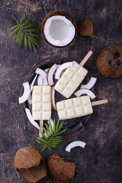 istock Healthy coconut ice cream popsicles 1437234359