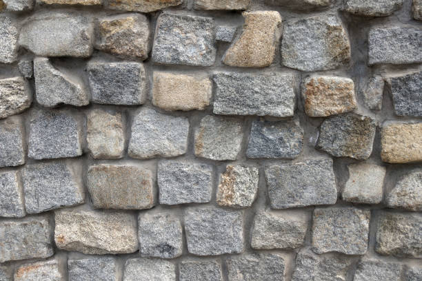 istock View of the concrete wall with stones, the protective structure. 1437235793