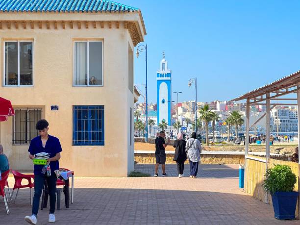 Fnideq, Morocco – July 23, 2022: Mohamed VI mosque in Fnideq, Morocco
