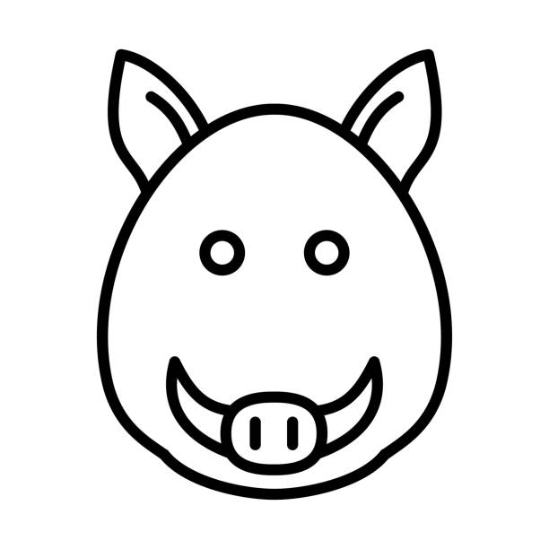 illustrations, cliparts, dessins animés et icônes de sanglier, wild boar face icon logo design vector template illustration signe et symbole pixels parfait - warthog wild animals animals and pets animal