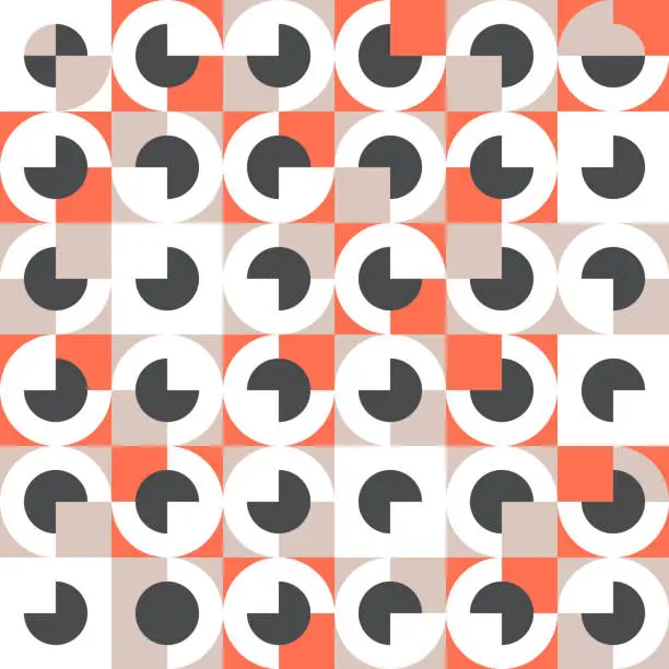 Vector illustration of Seamless pattern in retro bauhaus style with circles