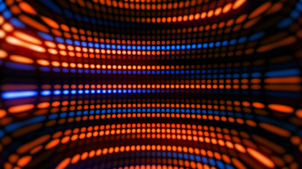 istock 3D rendering amazing bright neon background of round lights 1437250464