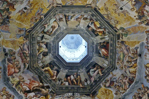 Toledo, Spain - August 20, 2020: Vault of the Sacristy, painted by Luca Giordano, at the Cathedral of Toledo, Spain.