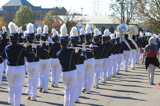 Marching military band at the parade