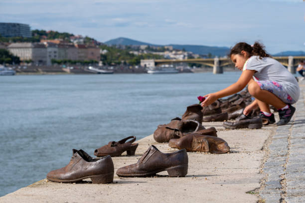 Budapest, Hungary - 1st September 2022: Shoes on the Danube Bank Memorial