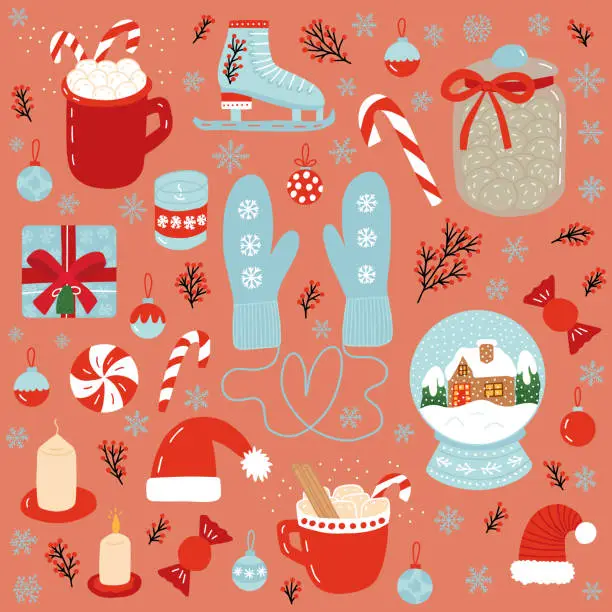Vector illustration of Vector Christmas stickers set
