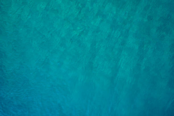 Aerial view of the turquoise colored sea. Little fish swimming in the sea stock photo